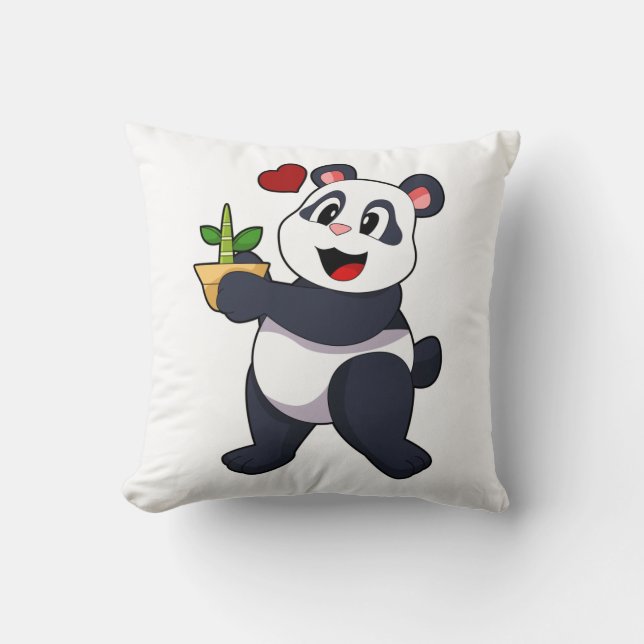 Panda met Bamboevloer Kussen (Voorkant)
