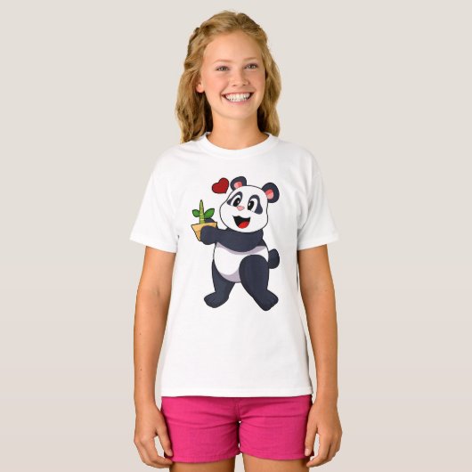 Panda met Bamboevloer T-shirt (Voorkant volledig)