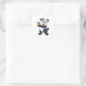 Panda met Bamboevloer Vierkante Sticker (Tas)