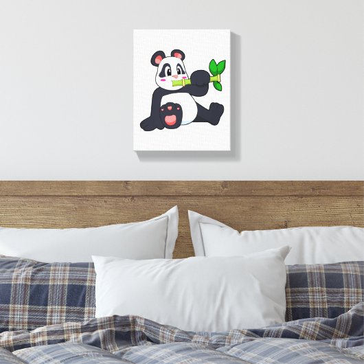 Panda met Bamboo Canvas Afdruk (Insitu (Slaapkamer))