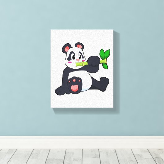 Panda met Bamboo Canvas Afdruk (Insitu (Houten vloer))