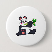 Panda met Bamboo Ronde Button 7,6 Cm (Voorkant)