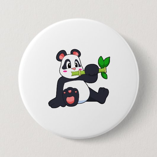 Panda met Bamboo Ronde Button 7,6 Cm (Voorkant)