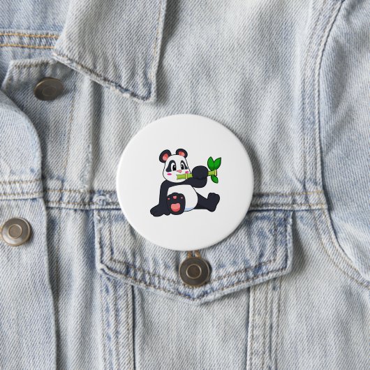 Panda met Bamboo Ronde Button 7,6 Cm (In situ)
