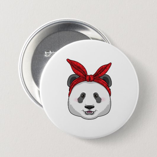 Panda met Bandana Ronde Button 7,6 Cm (Voorkant /achterkant)