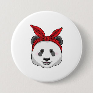 Panda met Bandana Ronde Button 7,6 Cm