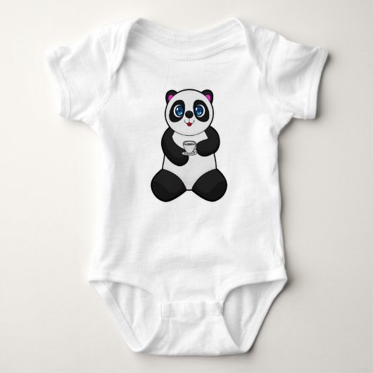 Panda met beker koffie romper (Voorkant)