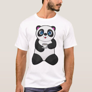 Panda met beker koffie t-shirt