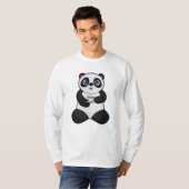Panda met beker koffie t-shirt (Voorkant volledig)