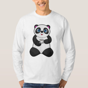 Panda met beker koffie t-shirt