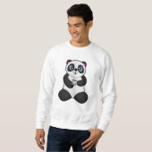 Panda met beker koffie trui (Voorkant volledig)