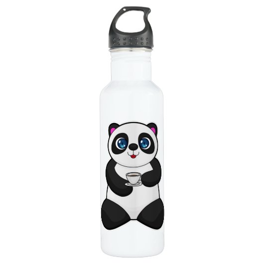 Panda met beker koffie waterfles (Voorkant)