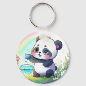 Panda met bessen pluche Speelgoed Sleutelhanger (Voorkant)
