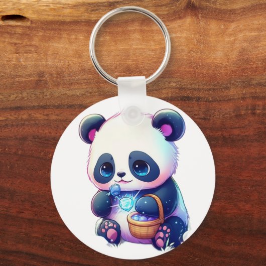 Panda met bessen pluche Speelgoed Sleutelhanger (Achterkant)