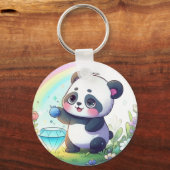 Panda met bessen pluche Speelgoed Sleutelhanger (Voorkant)