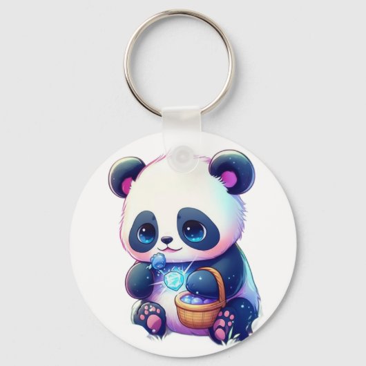 Panda met bessen pluche Speelgoed Sleutelhanger (Achterkant)
