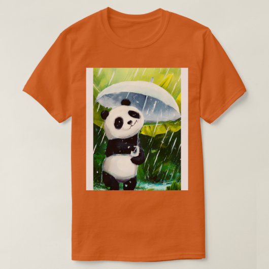 Panda met bladparaplu t-shirt (Design voorkant)