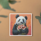 Panda met bloemen, aanpasbaar feestdagenkaart