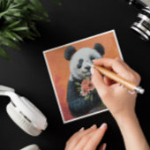Panda met bloemen, aanpasbaar feestdagenkaart