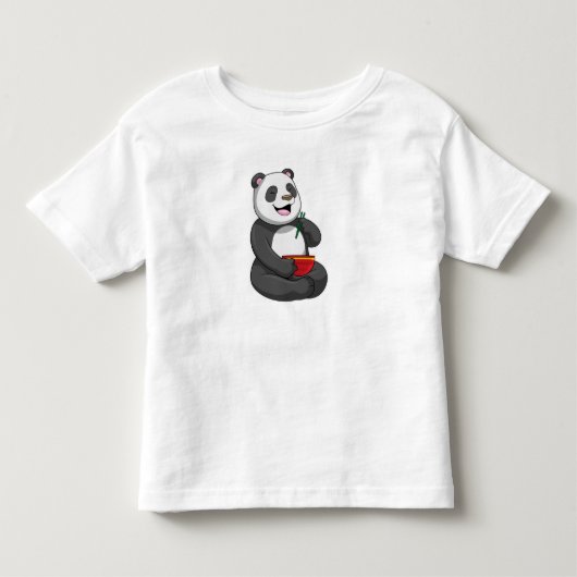 Panda met Bowl Ramen Kinder Shirts (Voorkant)