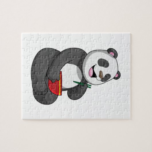 Panda met Bowl Ramen Legpuzzel (Horizontaal)
