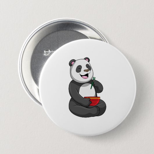 Panda met Bowl Ramen Ronde Button 7,6 Cm (Voorkant /achterkant)