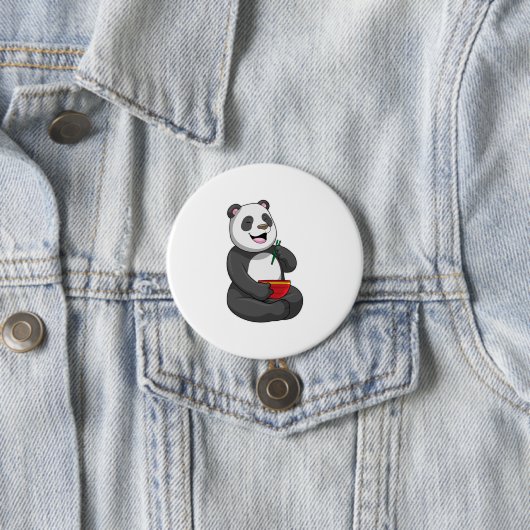 Panda met Bowl Ramen Ronde Button 7,6 Cm (In situ)