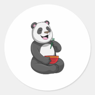 Panda met Bowl Ramen Ronde Sticker