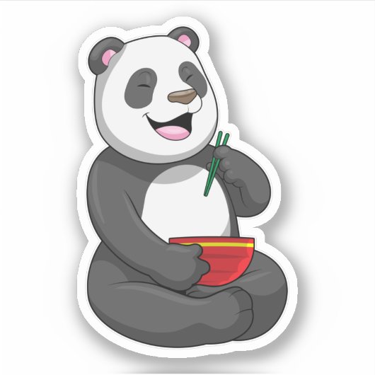 Panda met Bowl Ramen Sticker (Voorkant)
