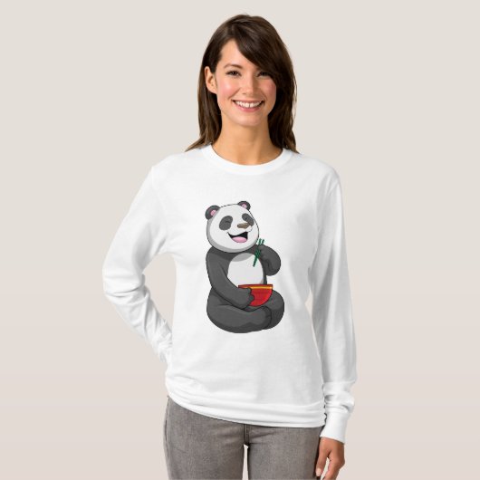 Panda met Bowl Ramen T-shirt (Voorkant volledig)