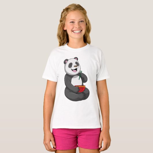 Panda met Bowl Ramen T-shirt (Voorkant volledig)