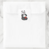 Panda met Bowl Ramen Vierkante Sticker (Tas)