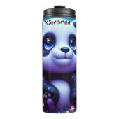 Panda met brede ogen in een magisch bos thermosbeker (Voorkant)