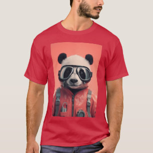 Panda met bril Grappige dier kunst retro T-shirt