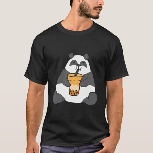 Panda Met Bubble Tea T-shirt (Voorkant)