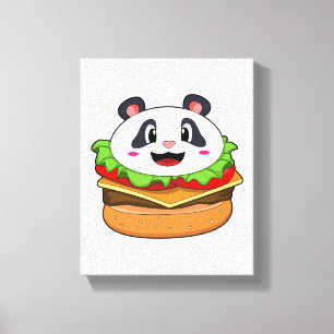 Panda met Burger Canvas Afdruk