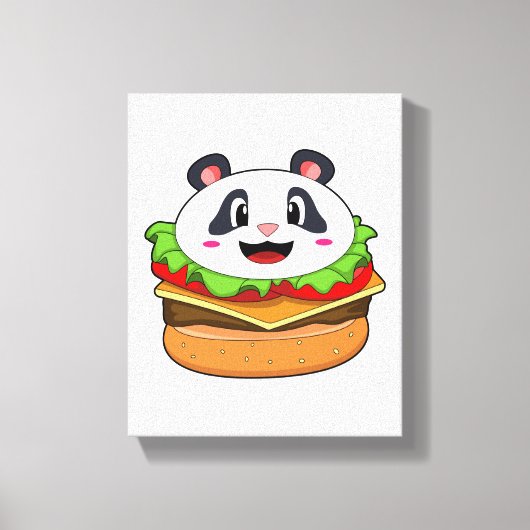 Panda met Burger Canvas Afdruk (Voorkant)