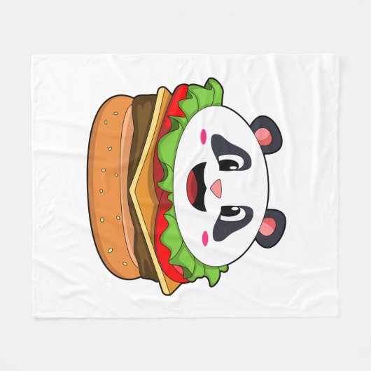 Panda met Burger Fleece Deken (Voorkant (Horizontaal))