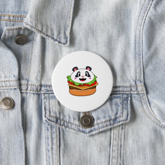 Panda met Burger Ronde Button 7,6 Cm (In situ)