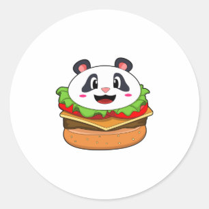 Panda met Burger Ronde Sticker