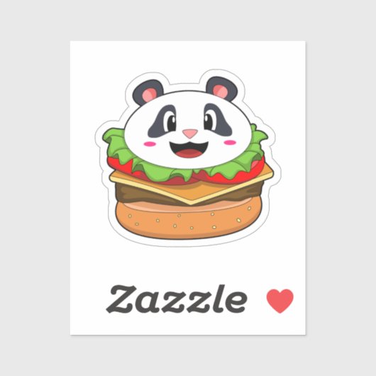 Panda met Burger Sticker (Vel)