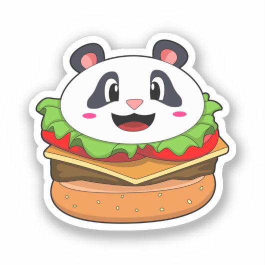 Panda met Burger Sticker (Voorkant)