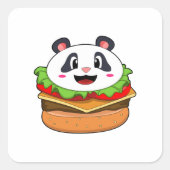 Panda met Burger Vierkante Sticker (Voorkant)