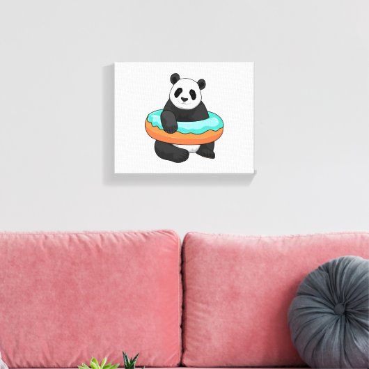 Panda met Donut Canvas Afdruk (Insitu (Woonkamer))
