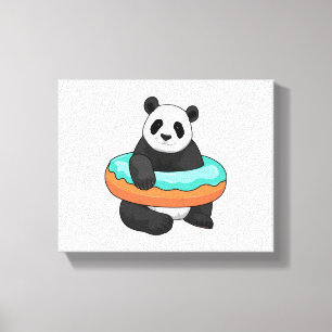 Panda met Donut Canvas Afdruk