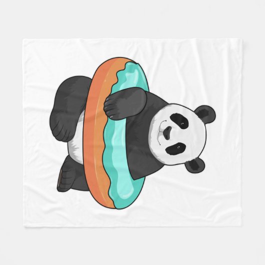 Panda met Donut Fleece Deken (Voorkant (Horizontaal))