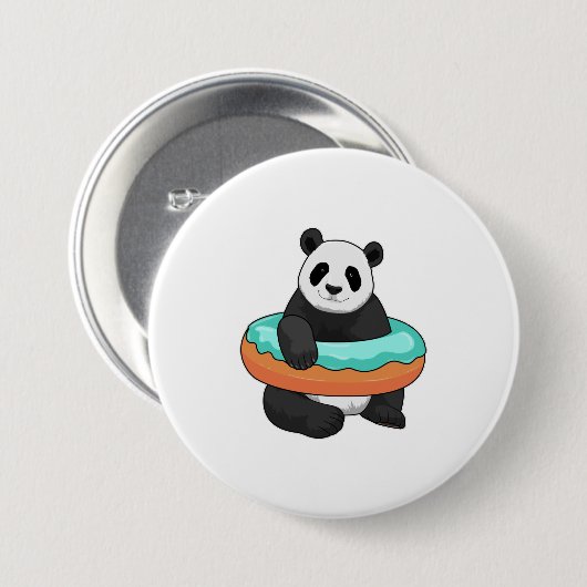 Panda met Donut Ronde Button 7,6 Cm (Voorkant /achterkant)