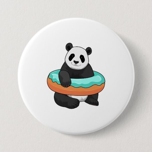 Panda met Donut Ronde Button 7,6 Cm (Voorkant)
