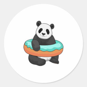Panda met Donut Ronde Sticker