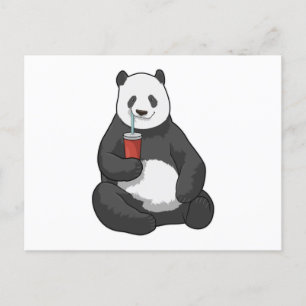 Panda met drank briefkaart